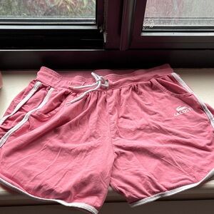 Lacoste Women's Pink Athletic Shorts with White Trim